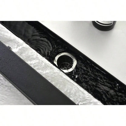 28 Inches Linear Shower Drain with Removable Cover, 304 Stainless Shower Drain Included Hair Strainer and Leveling Feet, Flange