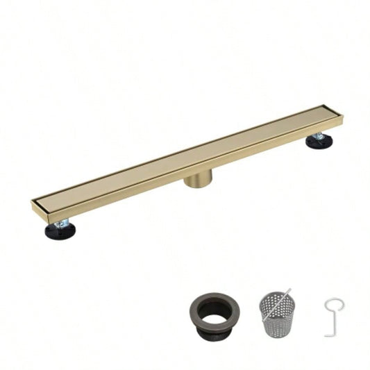 30 Inch Linear Shower Drain with Removable Cover, 304 Stainless Steel Shower Floor Drain with Hair Strainer and Leveling Feet