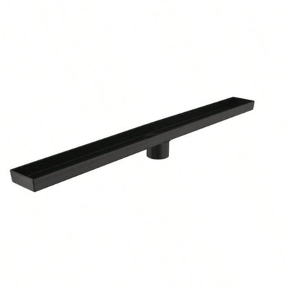 28 Inch Linear Shower Drain with Removable Quadrato Pattern Grate Cover, 304 Stainless Steel Shower Floor Drain with Hair Strainer and Leveling Feet