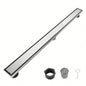 30 Inch Linear Shower Drain with Removable Cover, 304 Stainless Steel Shower Floor Drain with Hair Strainer and Leveling Feet