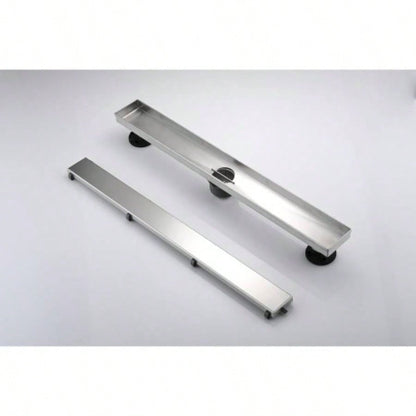 30 Inch Linear Shower Drain with Removable Cover, 304 Stainless Steel Shower Floor Drain with Hair Strainer and Leveling Feet