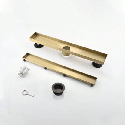 12 Inch Linear Shower Drain with Removable Cover, 304 Stainless Steel Shower Floor Drain with Hair Strainer and Leveling Feet