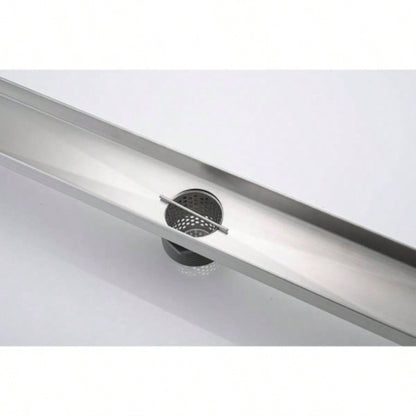 30 Inch Linear Shower Drain with Removable Cover, 304 Stainless Steel Shower Floor Drain with Hair Strainer and Leveling Feet