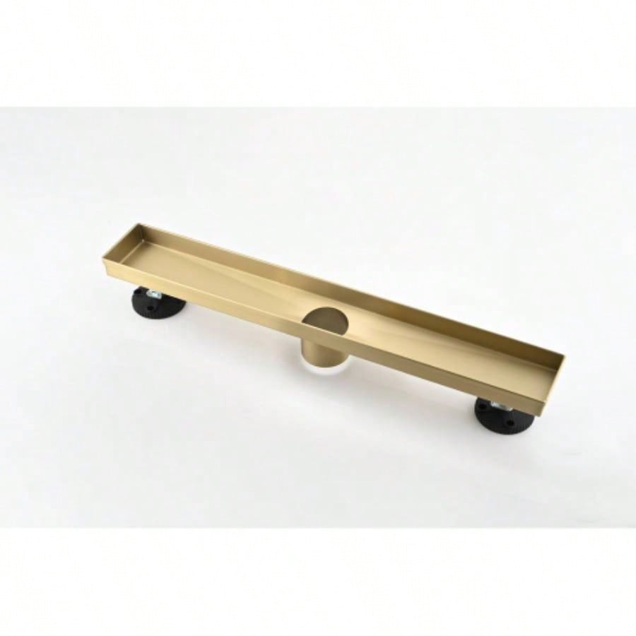 12 Inch Linear Shower Drain with Removable Quadrato Pattern Grate Cover, 304 Stainless Steel Shower Floor Drain with Hair Strainer and Leveling Feet