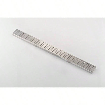 30 Inch Linear Shower Drain with Removable Quadrato Pattern Grate Cover, 304 Stainless Steel Shower Floor Drain with Hair Strainer and Leveling Feet