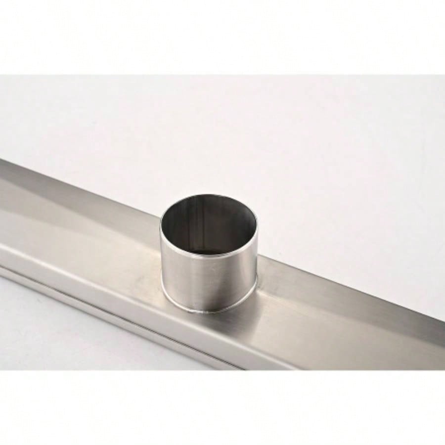 30 Inch Linear Shower Drain with Removable Quadrato Pattern Grate Cover, 304 Stainless Steel Shower Floor Drain with Hair Strainer and Leveling Feet