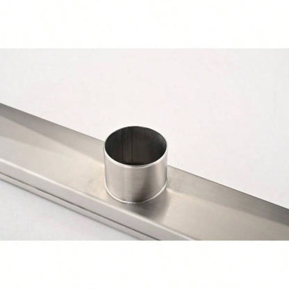 30 Inch Linear Shower Drain with Removable Quadrato Pattern Grate Cover, 304 Stainless Steel Shower Floor Drain with Hair Strainer and Leveling Feet
