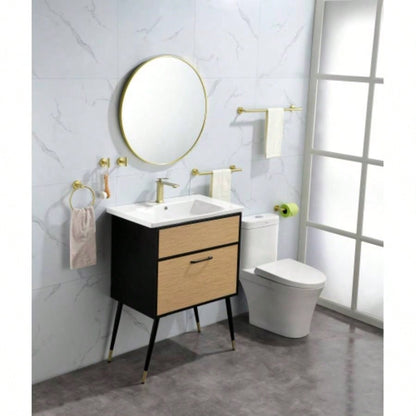 6 - Pieces Brushed Gold Bathroom Hardware Set SUS304 Stainless Steel Round Wall Mounted Includes Hand Towel Bar, Toilet Paper Holder, Robe Towel Hooks, Bathroom Accessories Kit