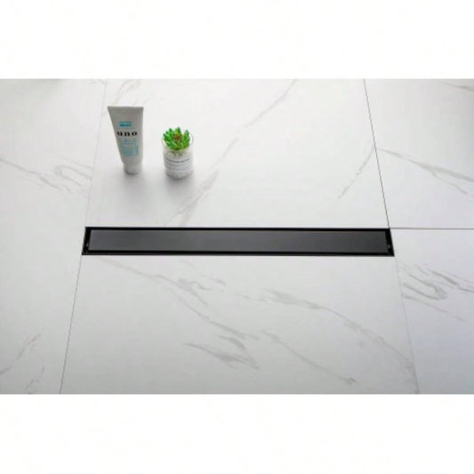 24 Inch Linear Shower Drain with Removable Cover, 304 Stainless Steel Shower Floor Drain with Hair Strainer and Leveling Feet