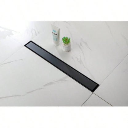 24 Inch Linear Shower Drain with Removable Cover, 304 Stainless Steel Shower Floor Drain with Hair Strainer and Leveling Feet