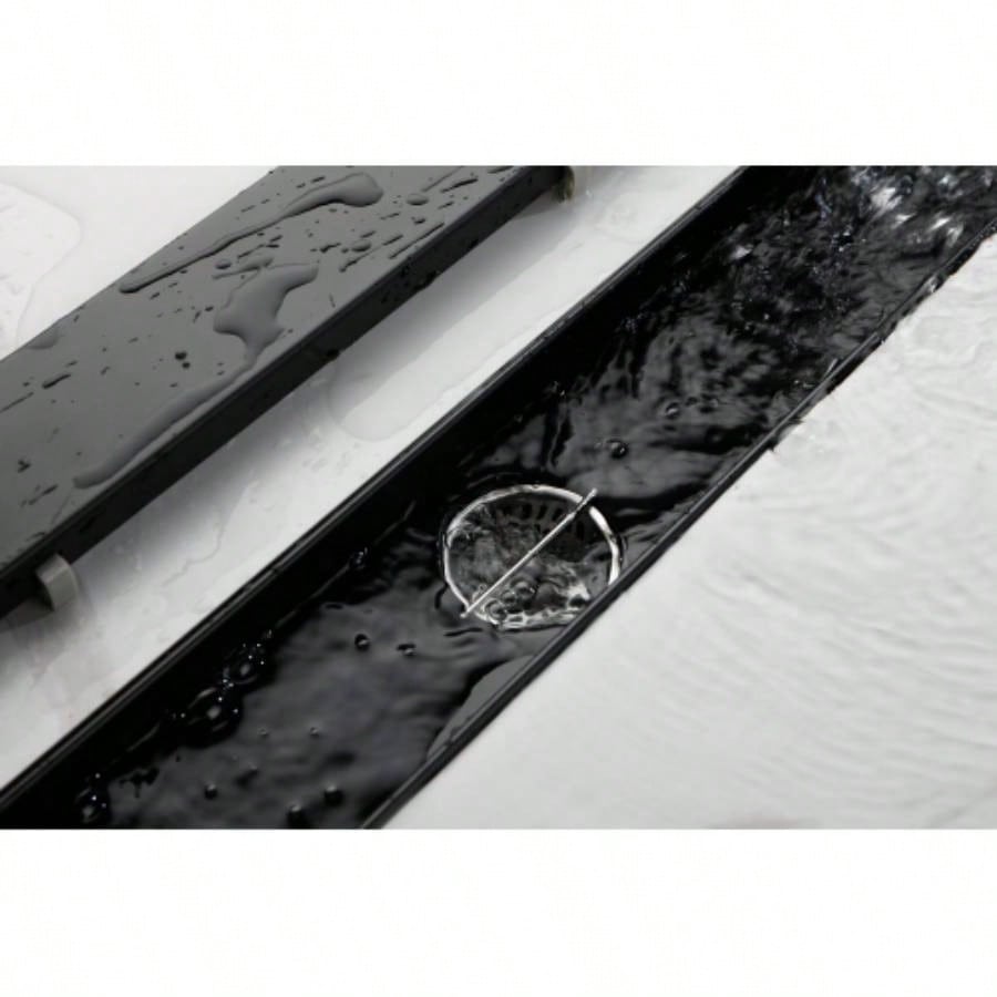 24 Inch Linear Shower Drain with Removable Cover, 304 Stainless Steel Shower Floor Drain with Hair Strainer and Leveling Feet