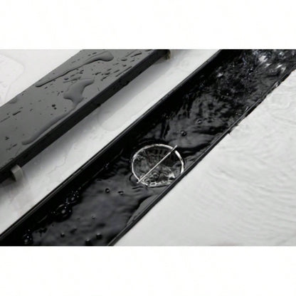 24 Inch Linear Shower Drain with Removable Cover, 304 Stainless Steel Shower Floor Drain with Hair Strainer and Leveling Feet