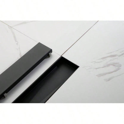 24 Inch Linear Shower Drain with Removable Cover, 304 Stainless Steel Shower Floor Drain with Hair Strainer and Leveling Feet