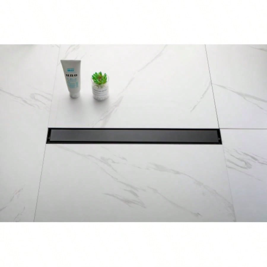 24 Inch Linear Shower Drain with Removable Cover, 304 Stainless Steel Shower Floor Drain with Hair Strainer and Leveling Feet