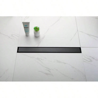 24 Inch Linear Shower Drain with Removable Cover, 304 Stainless Steel Shower Floor Drain with Hair Strainer and Leveling Feet