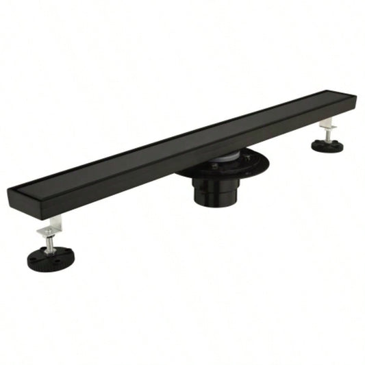 28 Inches Linear Shower Drain with Removable Cover, 304 Stainless Shower Drain Included Hair Strainer and Leveling Feet, Flange