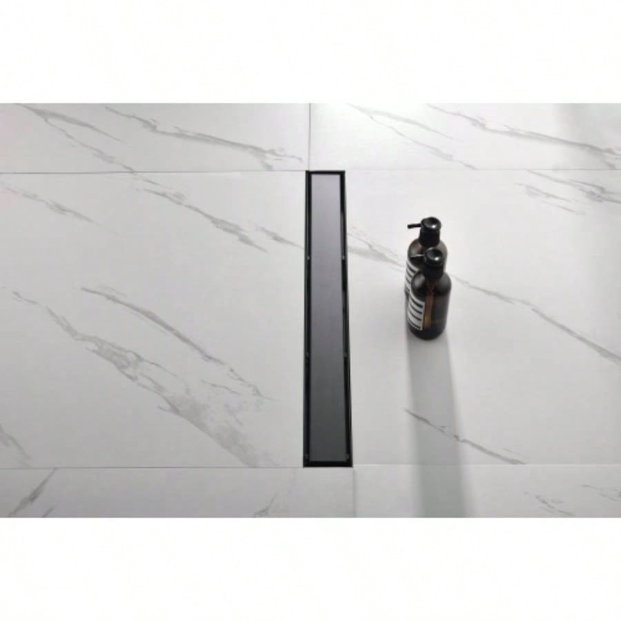24 Inches Linear Shower Drain with Removable Cover, 304 Stainless Shower Drain Included Hair Strainer and Leveling Feet