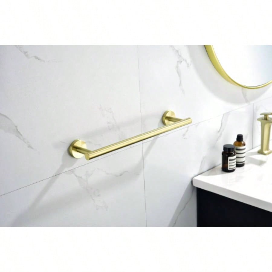 6 - Pieces Brushed Gold Bathroom Hardware Set SUS304 Stainless Steel Round Wall Mounted Includes Hand Towel Bar, Toilet Paper Holder, Robe Towel Hooks, Bathroom Accessories Kit