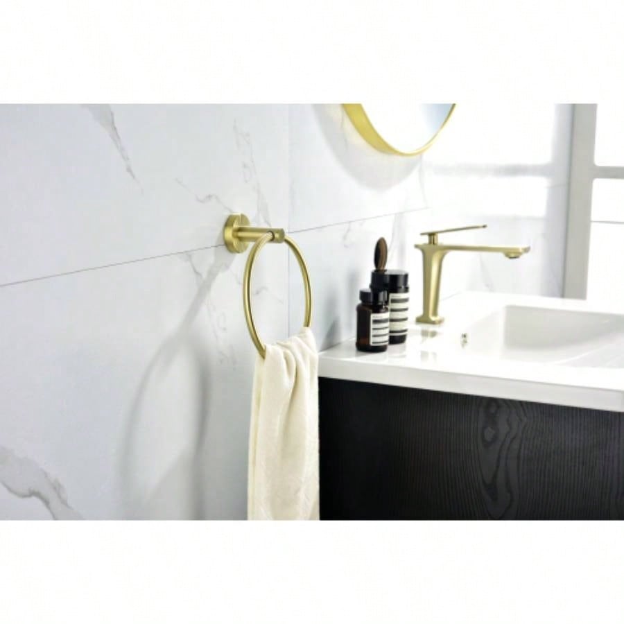 6 - Pieces Brushed Gold Bathroom Hardware Set SUS304 Stainless Steel Round Wall Mounted Includes Hand Towel Bar, Toilet Paper Holder, Robe Towel Hooks, Bathroom Accessories Kit