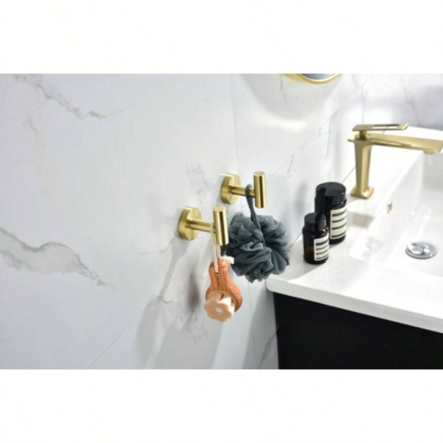 6 - Pieces Brushed Gold Bathroom Hardware Set SUS304 Stainless Steel Round Wall Mounted Includes Hand Towel Bar, Toilet Paper Holder, Robe Towel Hooks, Bathroom Accessories Kit