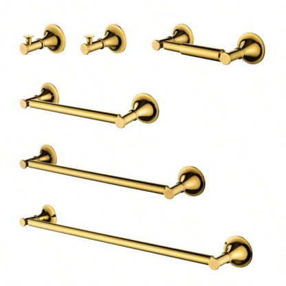 6 Piece Brass Bathroom Towel Rack Set Wall Mount