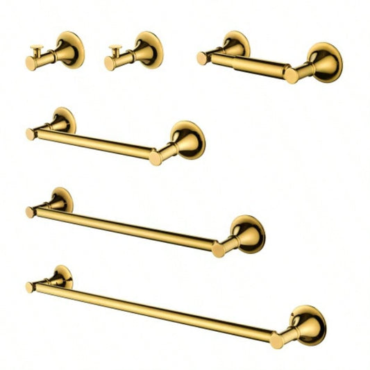 6 Piece Brass Bathroom Towel Rack Set Wall Mount