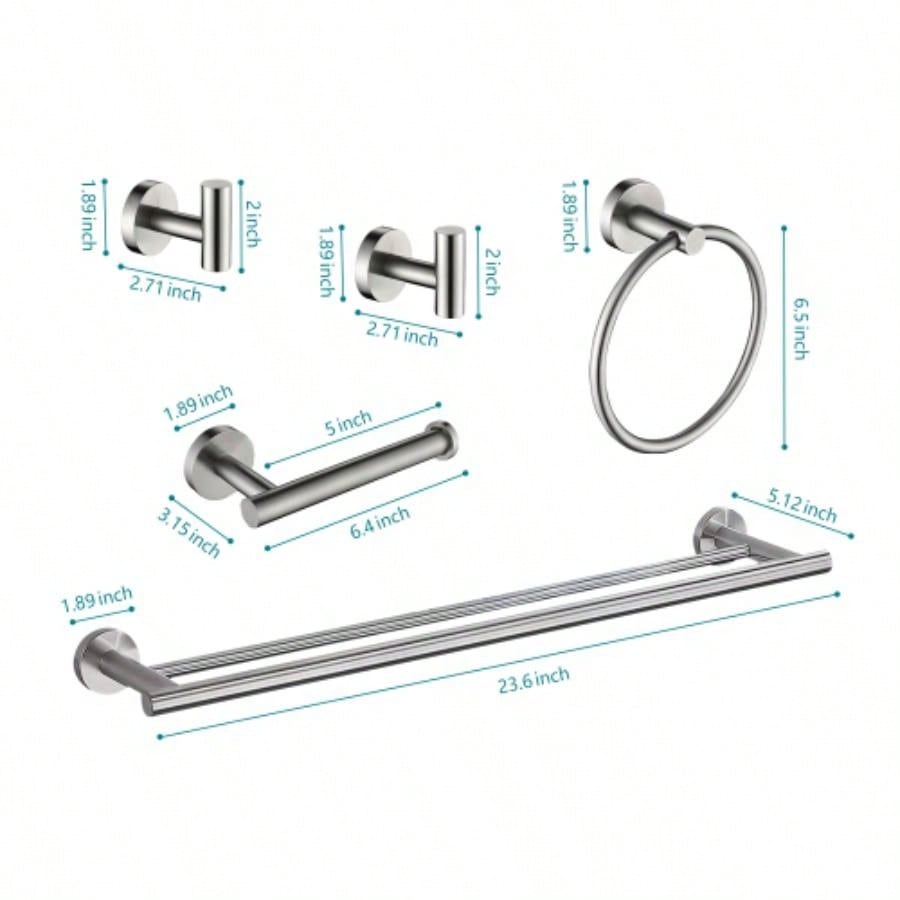 5 Piece Bathroom Towel Rack Set Wall Mount