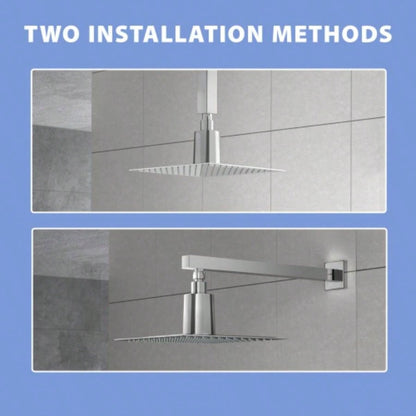 10 Square Rain Shower, Ultra - Design 304 Stainless Steel Ceiling Shower, Wall/Ceiling Mounted,