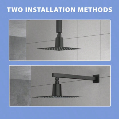 8 Square Rain Shower, Ultra - Design 304 Stainless Steel Ceiling Shower, Wall/Ceiling Mounted, Black