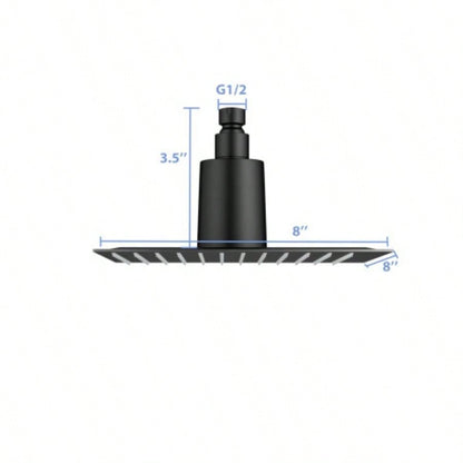 8 Square Rain Shower, Ultra - Design 304 Stainless Steel Ceiling Shower, Wall/Ceiling Mounted, Black