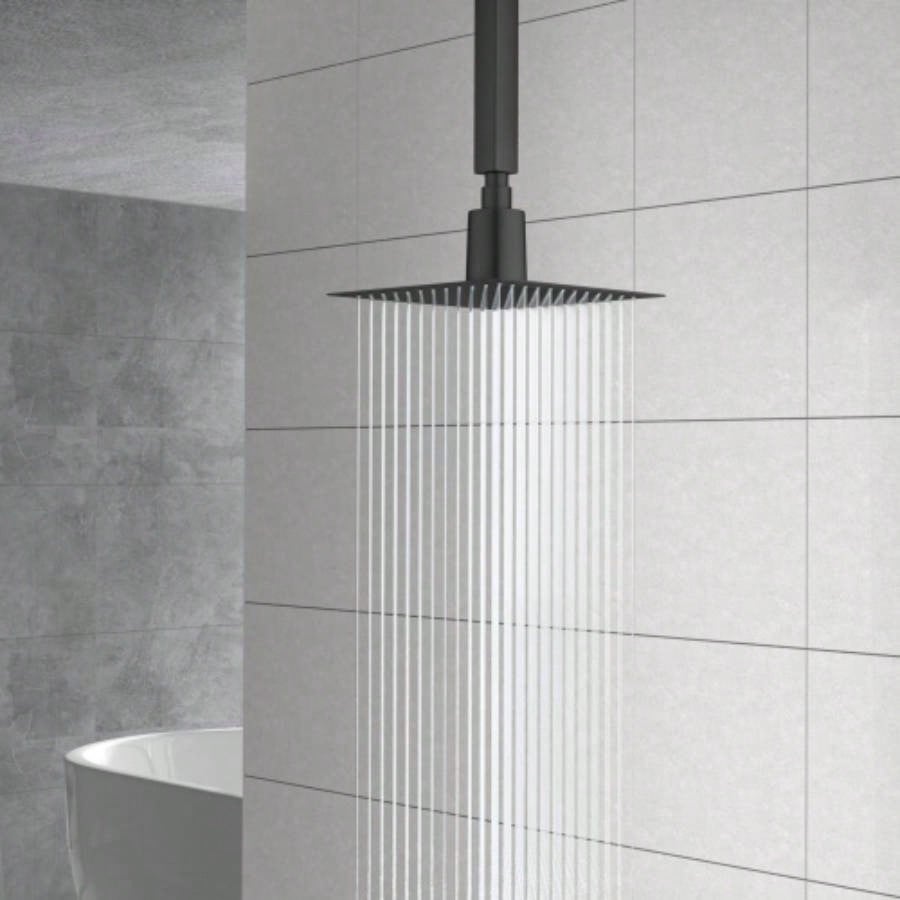 8 Square Rain Shower, Ultra - Design 304 Stainless Steel Ceiling Shower, Wall/Ceiling Mounted, Black