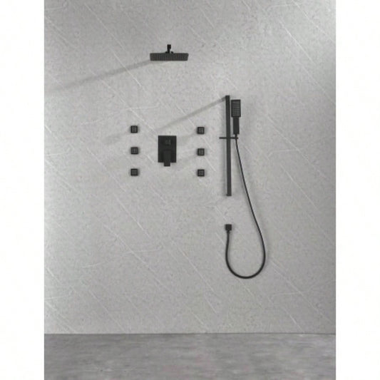 Wall mounted shower system with 6 body sprays and hand shower
