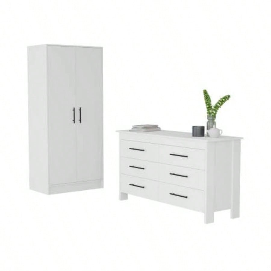 Canaan 2 - Piece Bedroom Set, Armoire+ Dresser, White