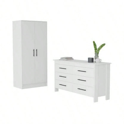 Canaan 2 - Piece Bedroom Set, Armoire+ Dresser, White