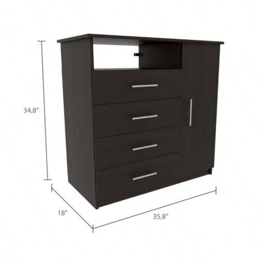 2 Piece Bedroom Set, London Armoire+ Rioja 4 Drawer Dresser, Black