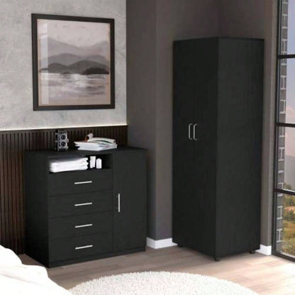 2 Piece Bedroom Set, London Armoire+ Rioja 4 Drawer Dresser, Black