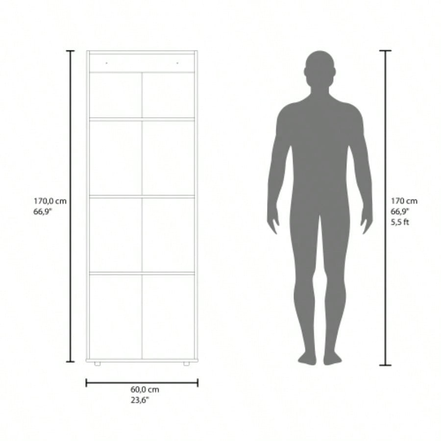 FM FURNITURE Tolleson 3 - Door Tall Wardrobe Cabinet with 4 Shelves - Freestanding Storage Armoire Bedroom or Entryway, Stained Walnut