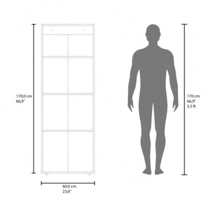 FM FURNITURE Tolleson 3 - Door Tall Wardrobe Cabinet with 4 Shelves - Freestanding Storage Armoire Bedroom or Entryway, Stained Walnut
