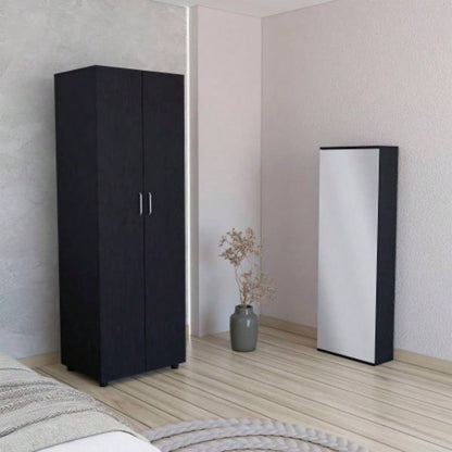 2 Piece Bedroom Set, London Armoire+ Baltimore Shoe Rack, Black