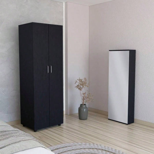 2 Piece Bedroom Set, London Armoire+ Baltimore Shoe Rack, Black