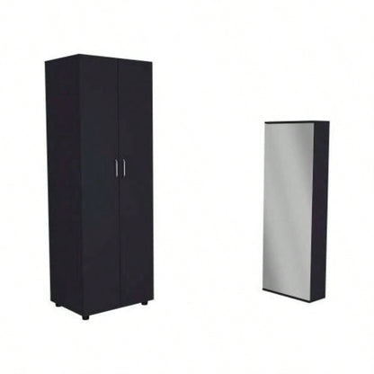 2 Piece Bedroom Set, London Armoire+ Baltimore Shoe Rack, Black