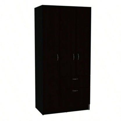 3 Piece Bedroom Set, Cartagena Armoire+ 2 Omaha Nightstands, Black