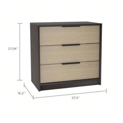 2 Piece Bedroom Set, London Armoire+ Egeo 3 Drawers Dresser, Black/ Pine