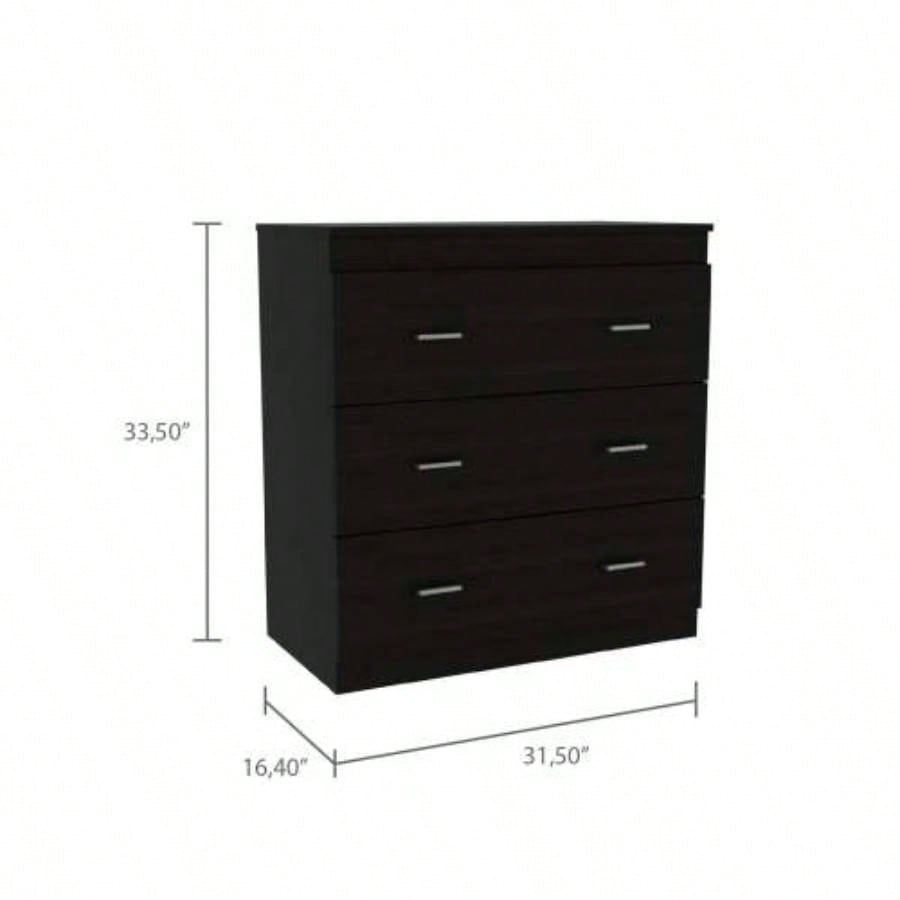 2 Piece Bedroom Set, Cartagena Armoire+ Three Drawer Dresser, Black