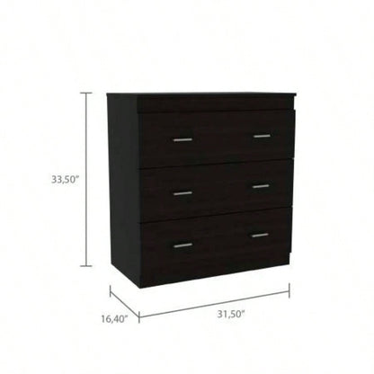 2 Piece Bedroom Set, Cartagena Armoire+ Three Drawer Dresser, Black