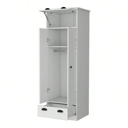 Linch Armoire with Hinged Drawer, Double Door Cabinet and 1 - Drawer