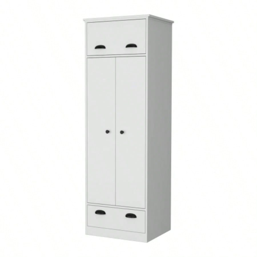 Linch Armoire with Hinged Drawer, Double Door Cabinet and 1 - Drawer