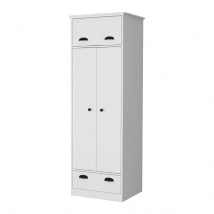 Linch Armoire with Hinged Drawer, Double Door Cabinet and 1 - Drawer