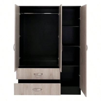 Mirrored Armoire Draggo, Bedroom, Black/ Light Gray