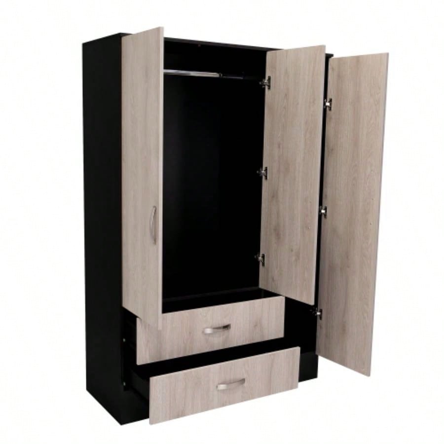 Mirrored Armoire Draggo, Bedroom, Black/ Light Gray